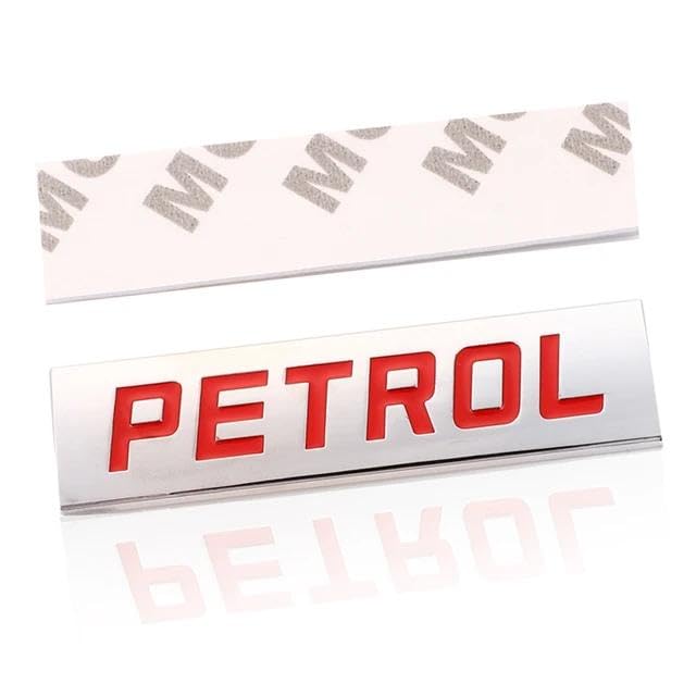 AutoBizarre 3D Raised Petrol Metal Monogram Emblem Badge Sticker for All Cars & Bikes (Silver Red) - Image 4