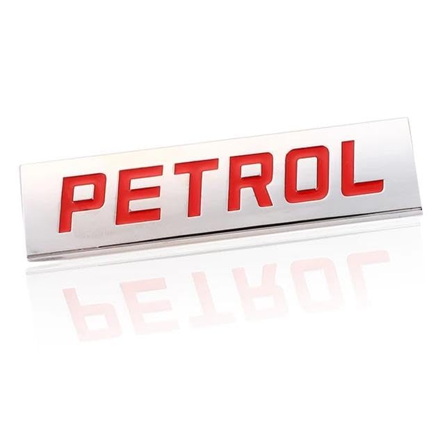 AutoBizarre 3D Raised Petrol Metal Monogram Emblem Badge Sticker for All Cars & Bikes (Silver Red) - Image 1