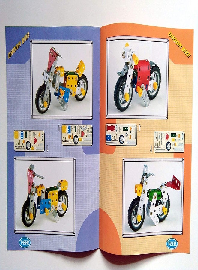 SARNESHWERAM Little Engineer Mechanical Kit Dhoom Bike for Juniors 86 Pieces DIY Construction Toy Set for Boys and Girls Age 6 Years and Above Multicolor Educational Building Activity Game 16 Models - Image 3