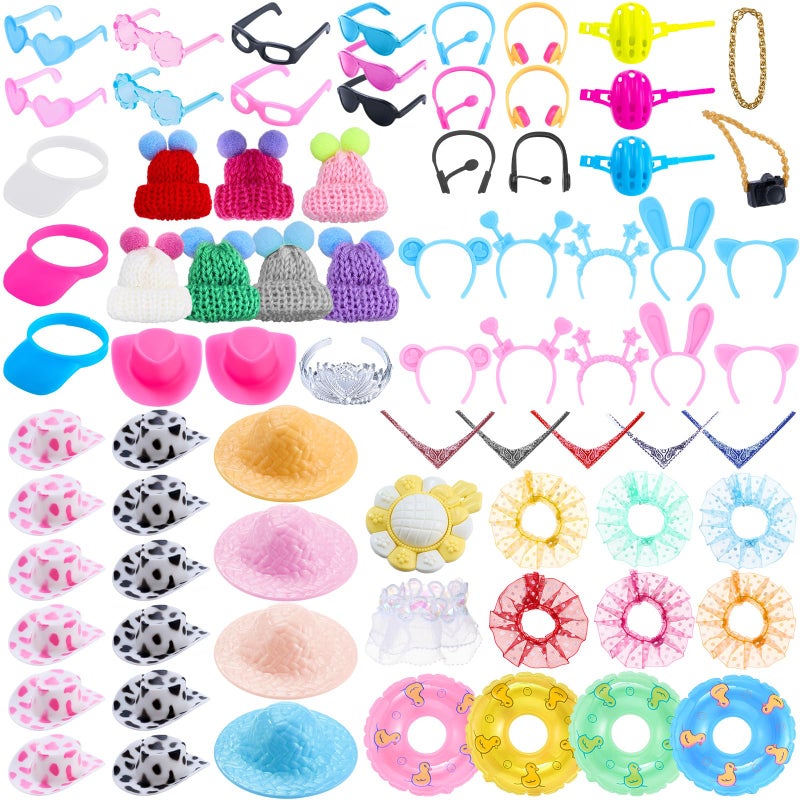 Poen 100 Pcs Rubber Duck Accessories Decorations for Cowgirl Hats Glasses Earphones So on Necklaces Swimming Ring Crowns Bibs DIY Accessories Gifts for Valentine Rubber Duck (Chic Style) - Image 1