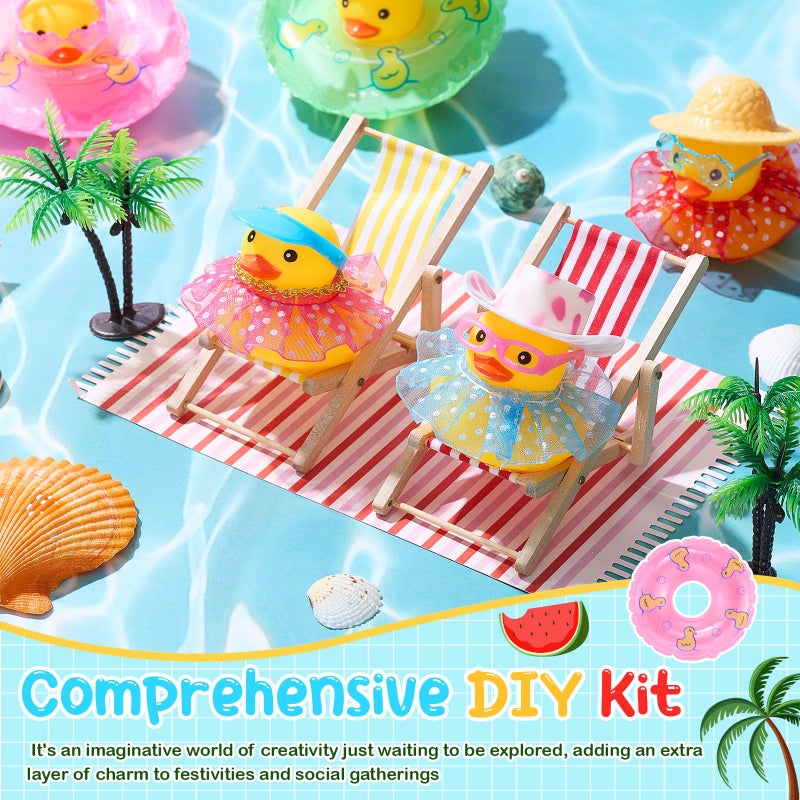 Poen 100 Pcs Rubber Duck Accessories Decorations for Cowgirl Hats Glasses Earphones So on Necklaces Swimming Ring Crowns Bibs DIY Accessories Gifts for Valentine Rubber Duck (Chic Style) - Image 2