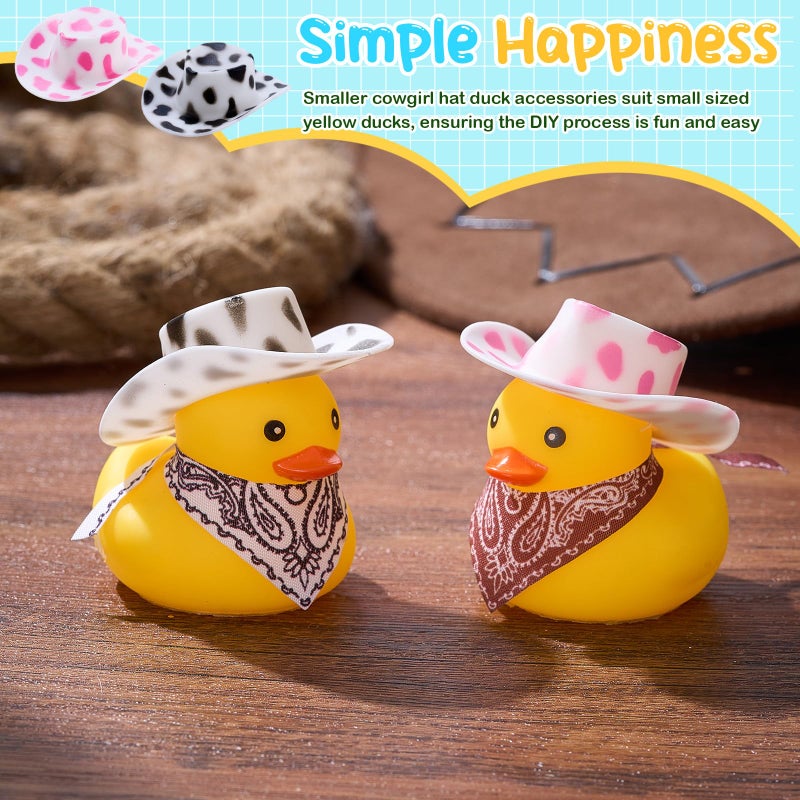 Poen 100 Pcs Rubber Duck Accessories Decorations for Cowgirl Hats Glasses Earphones So on Necklaces Swimming Ring Crowns Bibs DIY Accessories Gifts for Valentine Rubber Duck (Chic Style) - Image 4