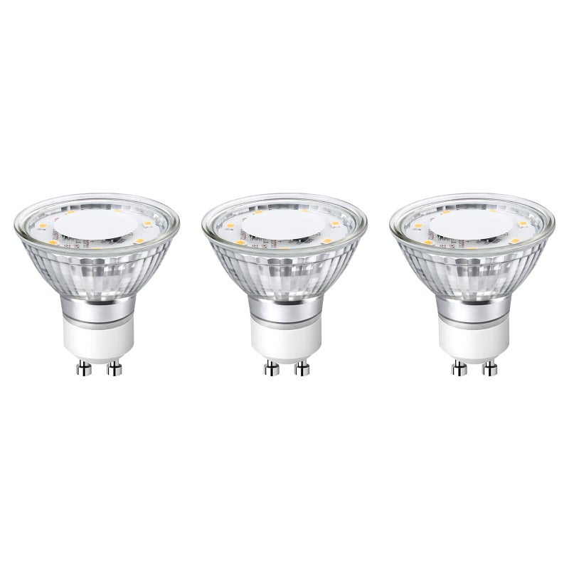 Lepro Non-Dimmable GU10 LED Light Bulbs, 2700K Soft Warm Light GU10 Bulb Replacement for Recessed Track Lighting, 4W LED Bulbs with 100Â°Flood Beam for Kitchen, Range Hood, Living Room, Bedroom, 3 Pack - Image 1