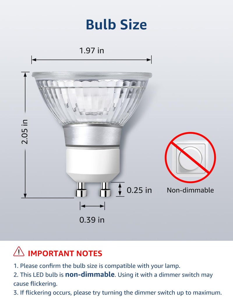 Lepro Non-Dimmable GU10 LED Light Bulbs, 2700K Soft Warm Light GU10 Bulb Replacement for Recessed Track Lighting, 4W LED Bulbs with 100Â°Flood Beam for Kitchen, Range Hood, Living Room, Bedroom, 3 Pack - Image 2