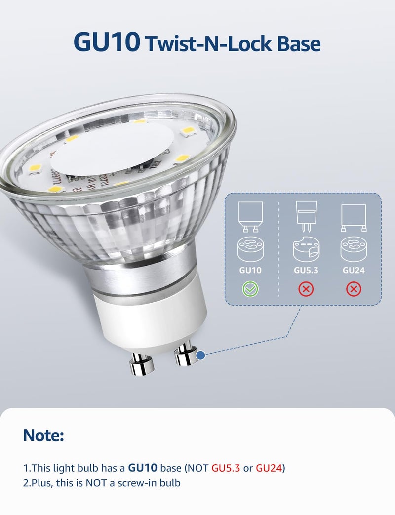 Lepro Non-Dimmable GU10 LED Light Bulbs, 2700K Soft Warm Light GU10 Bulb Replacement for Recessed Track Lighting, 4W LED Bulbs with 100Â°Flood Beam for Kitchen, Range Hood, Living Room, Bedroom, 3 Pack - Image 3