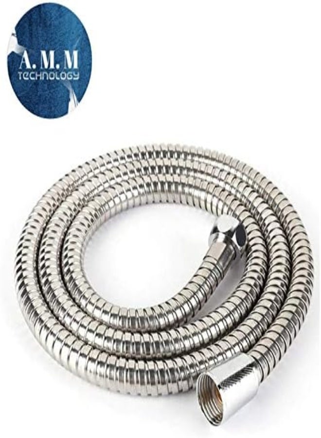 AKDC Stainless Steel Flexible Shower Hose 1.5 M Long Bathroom Shower Water Hose Extension Plumbing Pipe Pulling Spring Tube, [Amm Technology] - Image 3