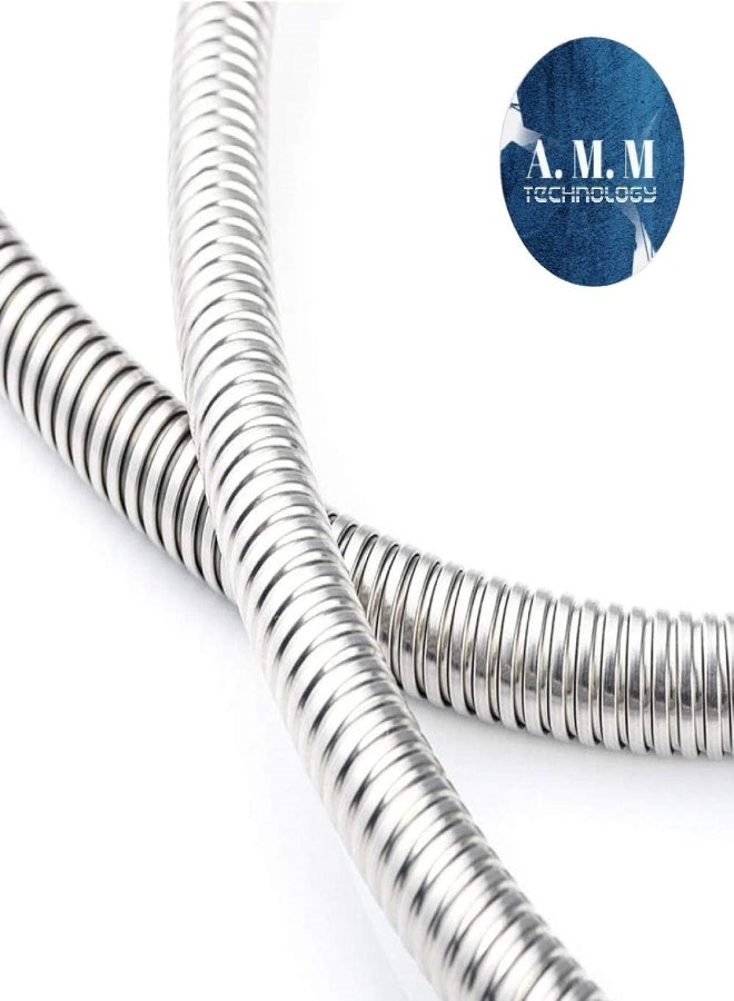 AKDC Stainless Steel Flexible Shower Hose 1.5 M Long Bathroom Shower Water Hose Extension Plumbing Pipe Pulling Spring Tube, [Amm Technology] - Image 5