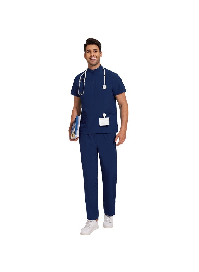 NIBEMINENT Scrubs Medical Uniform Solid Color Workwear Unisex Elastic Breathable Nurse Uniform Doctor Clinic Hospital Accessories Men Women - Image 1