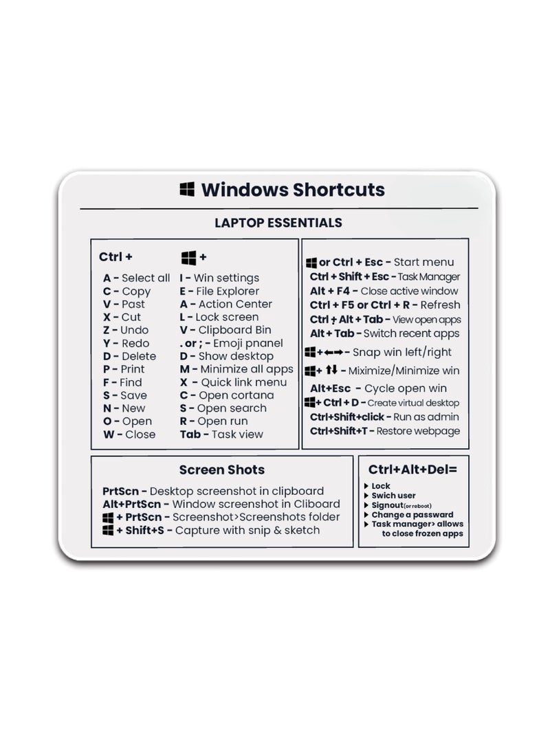 Mousepad for Mac OS and Windows Shortcut Quick Reference Guide - Gift for Employees - Dad - Coworkers - Colleagues - Friends and Family  - Image 1