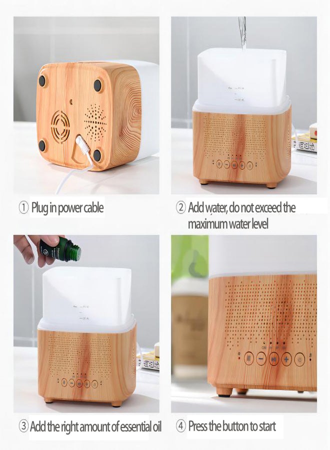 Aromatherapy essential oil diffuser humidifier, 300ML ultra-modern aromatic diffuser with time display, Blue-tooth speaker, LED night light, alarm clock, 7 color changes, suitable for home office - Image 4