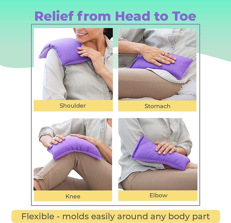 MY HEATING PAD وسادة تسخين الميكروويف - وسادات تسخين رطبة قابلة للتسخين في الميكروويف لتخفيف المفاصل والعضلات - حزمة حرارة ساخنة للميكروويف لتقلصات - وسادة علاج مبردة أو مسخنة - بنفسجي بدون رائحة - Image 3