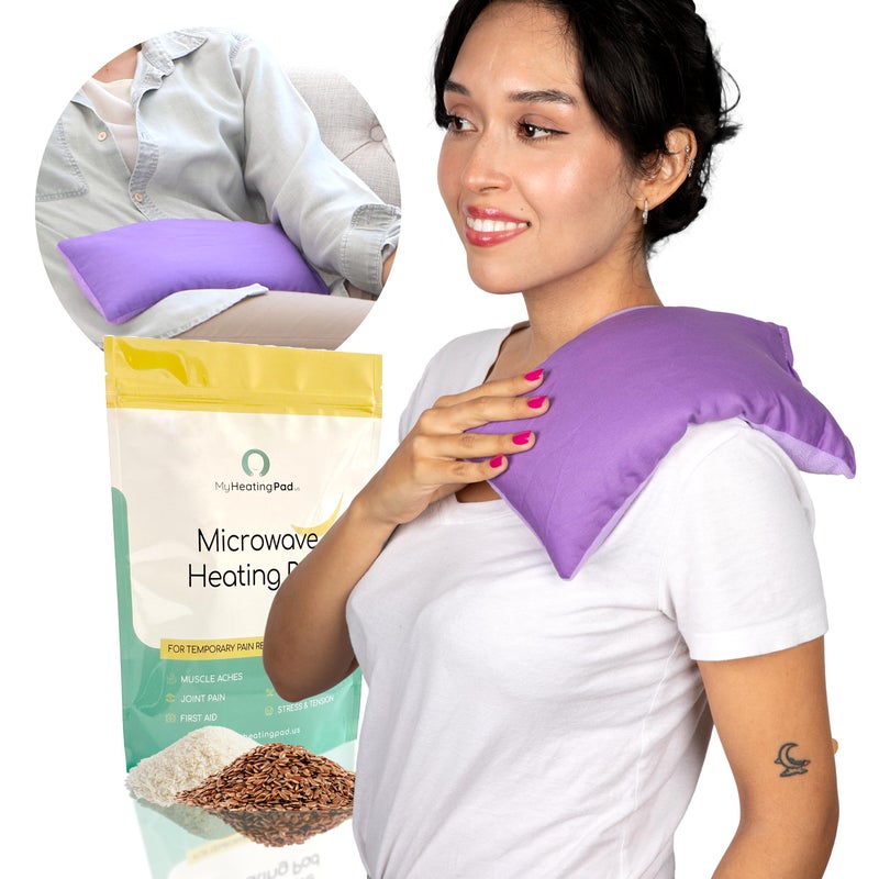 MY HEATING PAD وسادة تسخين الميكروويف - وسادات تسخين رطبة قابلة للتسخين في الميكروويف لتخفيف المفاصل والعضلات - حزمة حرارة ساخنة للميكروويف لتقلصات - وسادة علاج مبردة أو مسخنة - بنفسجي بدون رائحة - Image 1