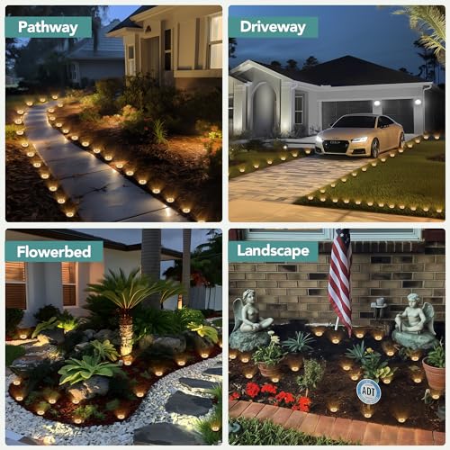 SOLPEX Mini Solar Ground Lights, 10 Pack Solar Lights Outdoor Waterproof, Pathway Lights Solar Powered, Solar Garden Lights, Landscape Lighting for Yard Driveway Walkway (Warm White) - Image 2