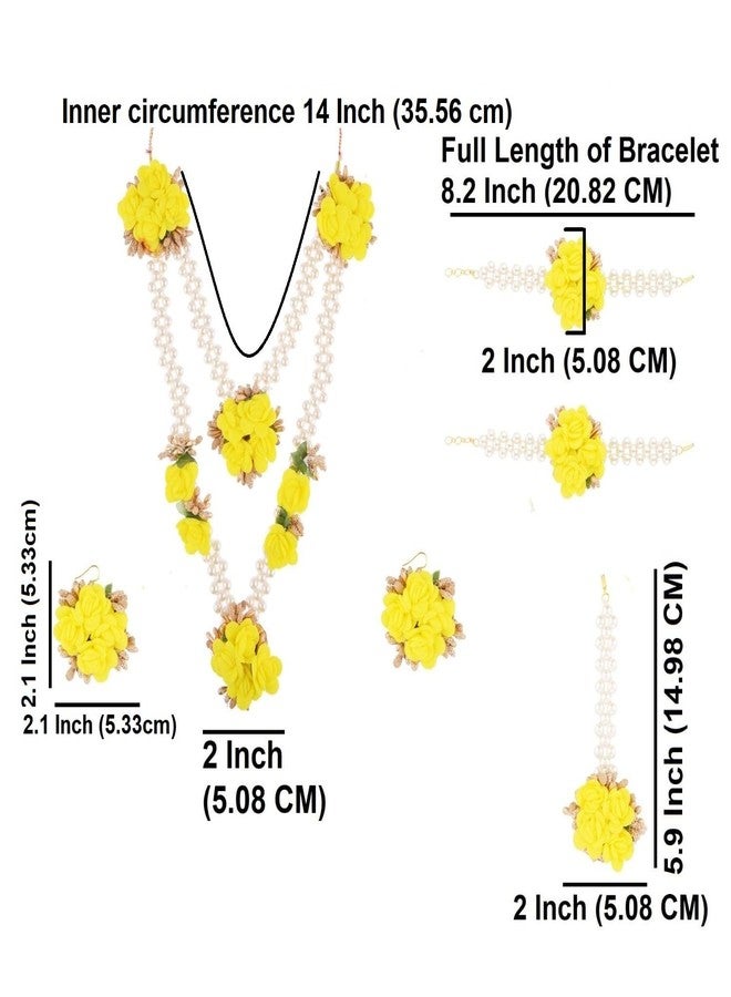 Efulgenz Indian Flower Jewelry Set for Haldi Mehandi Baby Shower Wedding Women Girls - Image 4