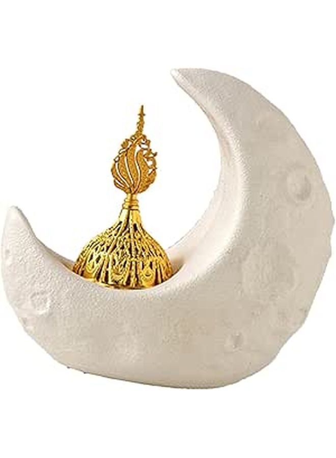 Ceramic Moon Shaped Incense Holder Desktop Burner For Meditation Aromatherapy Ramadan - Image 1