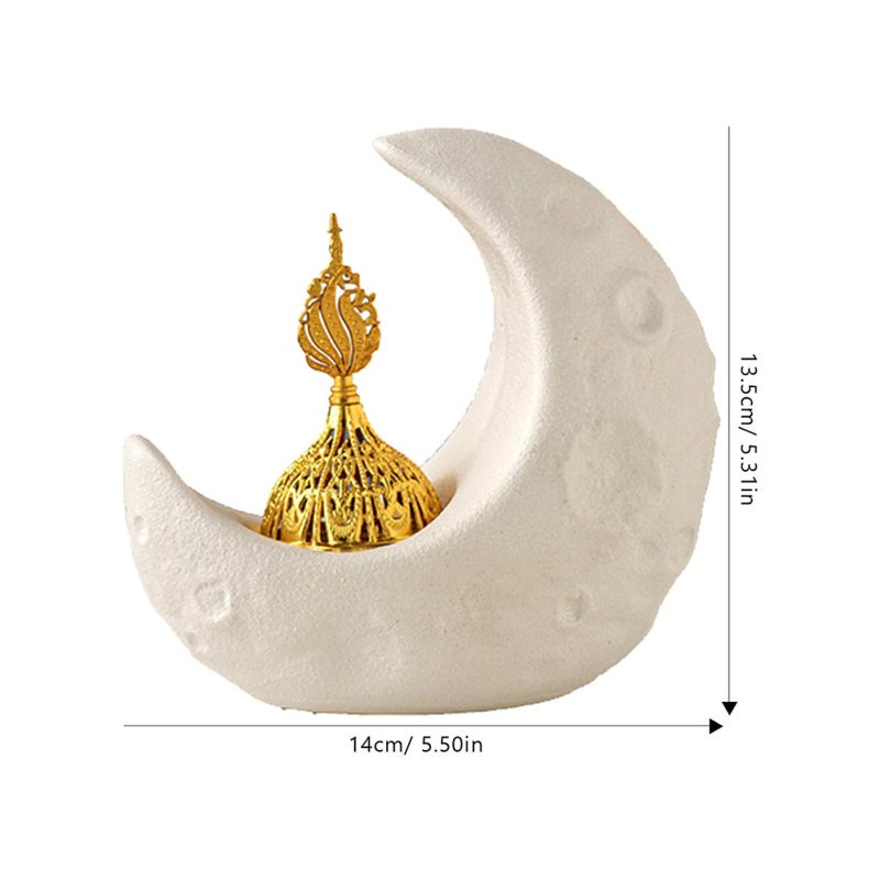Ceramic Moon Shaped Incense Holder Desktop Burner For Meditation Aromatherapy Ramadan - Image 3