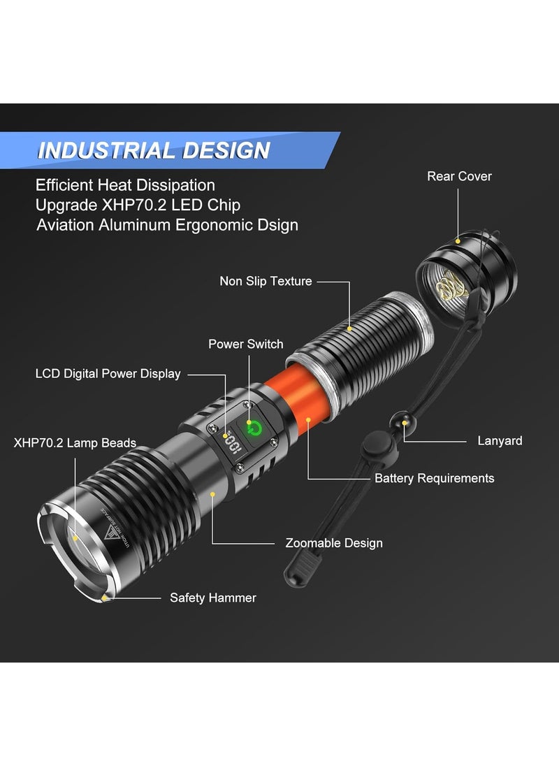 Calyrex Calyrex Flashlights High Lumens Rechargeable 200000 High Lumen Flash Light with Digital Power Display and 5 Modes High Powered Flashlight for Emergencies Camping Gifts  - Image 4