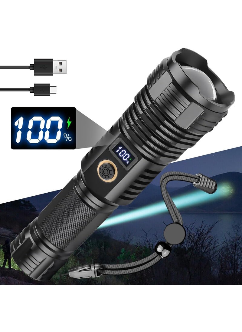Calyrex Calyrex Flashlights High Lumens Rechargeable 200000 High Lumen Flash Light with Digital Power Display and 5 Modes High Powered Flashlight for Emergencies Camping Gifts  - Image 1