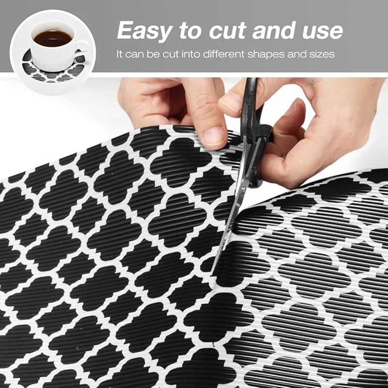 SUBETE Anti-Slip Waterproof Kitchen Drawer Liner | Non-Adhesive Shelf & Cabinet Mats | Anti-Skid Liner for Wardrobe, Cupboard, and Fridge | 45 cm x 300 cm (Black Pattern) - Image 5