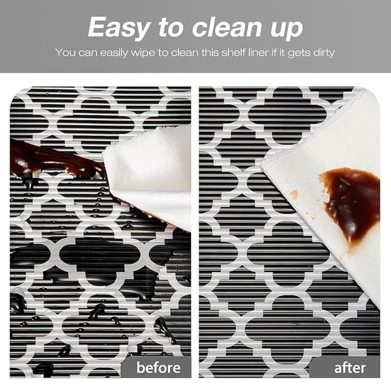SUBETE Anti-Slip Waterproof Kitchen Drawer Liner | Non-Adhesive Shelf & Cabinet Mats | Anti-Skid Liner for Wardrobe, Cupboard, and Fridge | 45 cm x 300 cm (Black Pattern) - Image 2