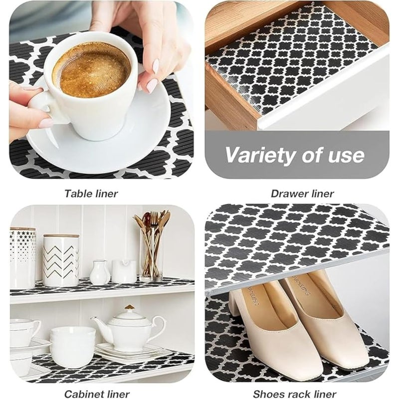 SUBETE Anti-Slip Waterproof Kitchen Drawer Liner | Non-Adhesive Shelf & Cabinet Mats | Anti-Skid Liner for Wardrobe, Cupboard, and Fridge | 45 cm x 300 cm (Black Pattern) - Image 4