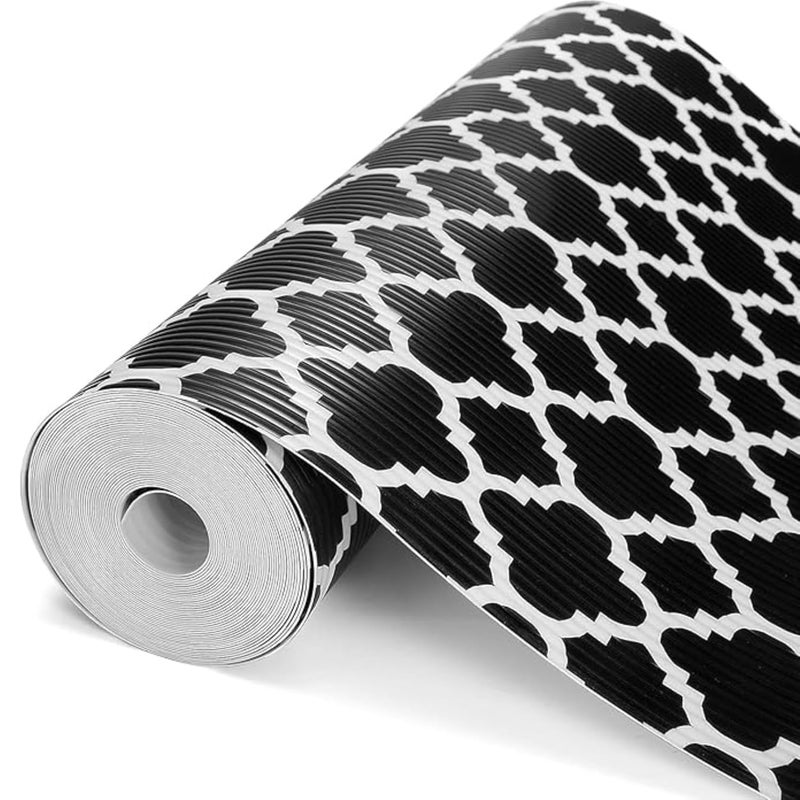 SUBETE Anti-Slip Waterproof Kitchen Drawer Liner | Non-Adhesive Shelf & Cabinet Mats | Anti-Skid Liner for Wardrobe, Cupboard, and Fridge | 45 cm x 300 cm (Black Pattern) - Image 3