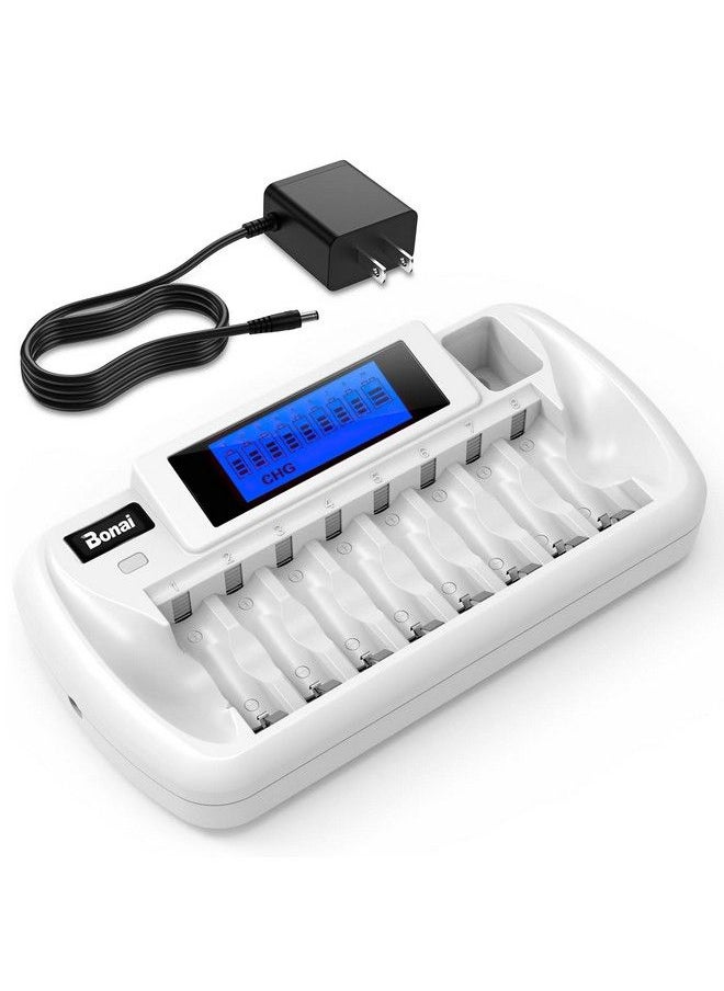 8+1 Bay Aa Battery Charger With Lcd Display For Rechargeable Aa Aaa Nimh Nicd 9V Batteries