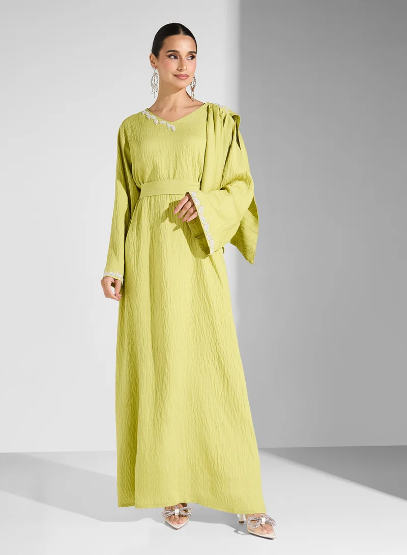 hayas closet Embellished Jalabiya with Belt