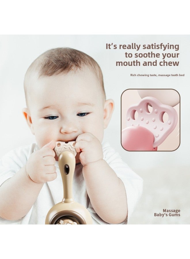 Puzzle Early Education Percussion Instrument Tambourine Enlightenment Infants Can Bite Hand Rattle Children's Tooth Gel Toys Hand Drum-Color:Brown Cute Bear-music Enlightenment Four-piece Set (color Box Packaging)  - Image 3