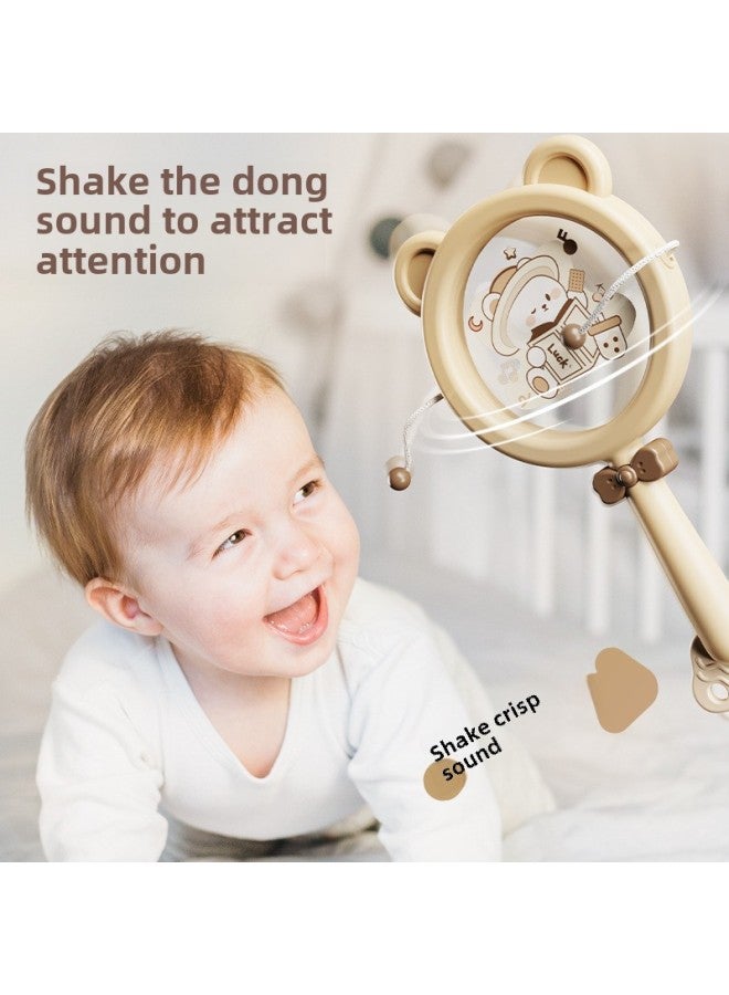 Puzzle Early Education Percussion Instrument Tambourine Enlightenment Infants Can Bite Hand Rattle Children's Tooth Gel Toys Hand Drum-Color:Brown Cute Bear-music Enlightenment Four-piece Set (color Box Packaging)  - Image 5