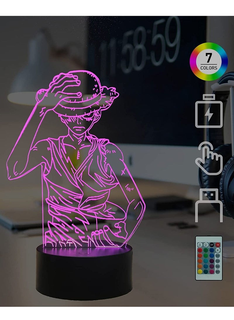 الثقة كي Monkey · D · Luffy LED مصباح ليلي للأطفال ، قطعة واحدة مصباح مكتبي جراند لاين قبعة القش قراصنة ألف مصباح طاولة مشمسة غرفة نوم ضوء النوم الليلي هدية عيد ميلاد للأطفال - Image 3