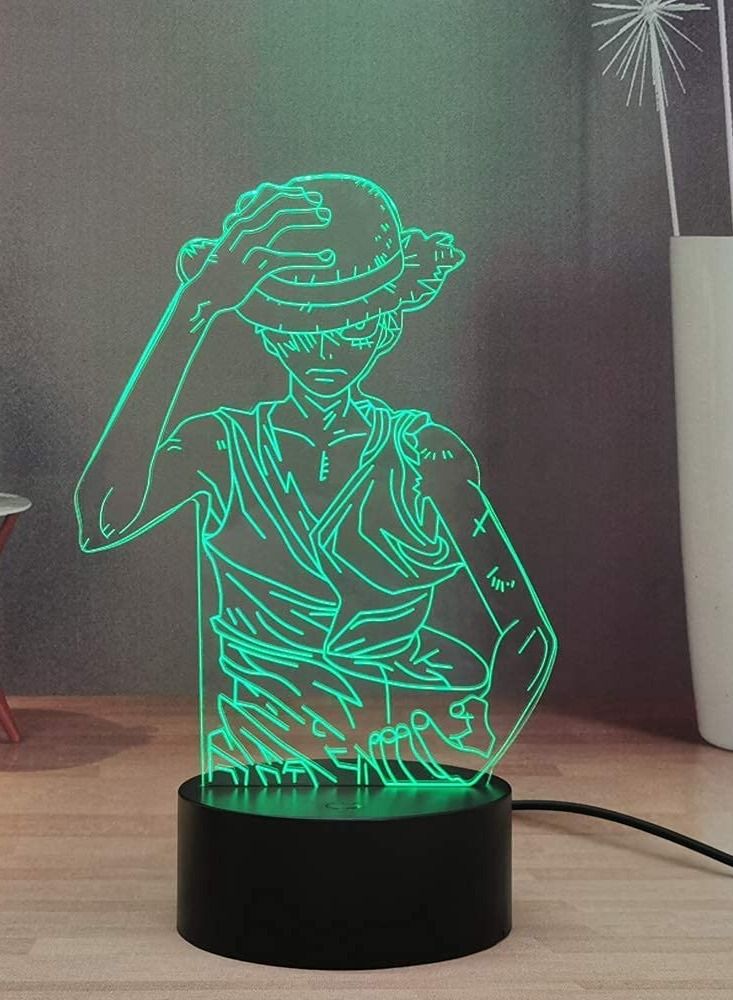 الثقة كي Monkey · D · Luffy LED مصباح ليلي للأطفال ، قطعة واحدة مصباح مكتبي جراند لاين قبعة القش قراصنة ألف مصباح طاولة مشمسة غرفة نوم ضوء النوم الليلي هدية عيد ميلاد للأطفال - Image 1