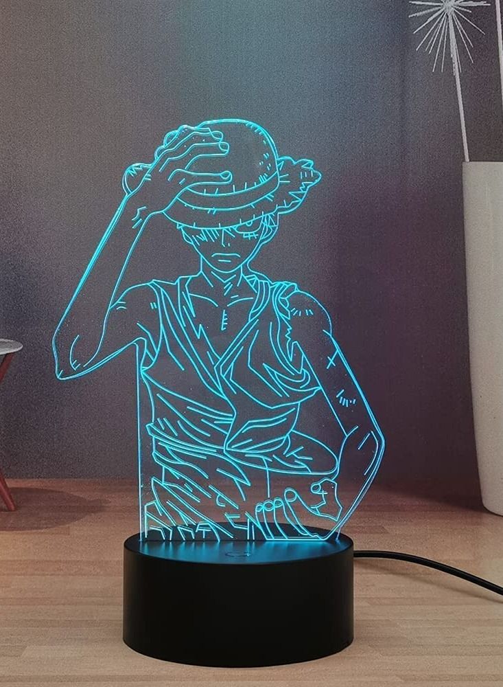 الثقة كي Monkey · D · Luffy LED مصباح ليلي للأطفال ، قطعة واحدة مصباح مكتبي جراند لاين قبعة القش قراصنة ألف مصباح طاولة مشمسة غرفة نوم ضوء النوم الليلي هدية عيد ميلاد للأطفال - Image 4
