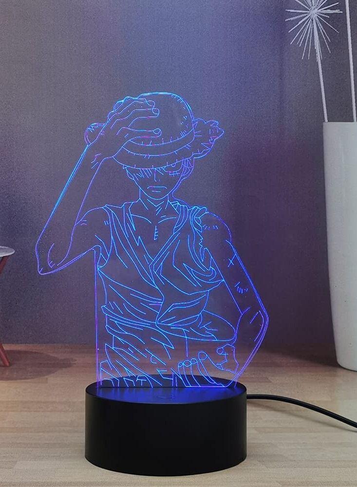 الثقة كي Monkey · D · Luffy LED مصباح ليلي للأطفال ، قطعة واحدة مصباح مكتبي جراند لاين قبعة القش قراصنة ألف مصباح طاولة مشمسة غرفة نوم ضوء النوم الليلي هدية عيد ميلاد للأطفال - Image 5