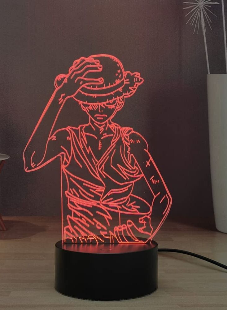 الثقة كي Monkey · D · Luffy LED مصباح ليلي للأطفال ، قطعة واحدة مصباح مكتبي جراند لاين قبعة القش قراصنة ألف مصباح طاولة مشمسة غرفة نوم ضوء النوم الليلي هدية عيد ميلاد للأطفال - Image 2