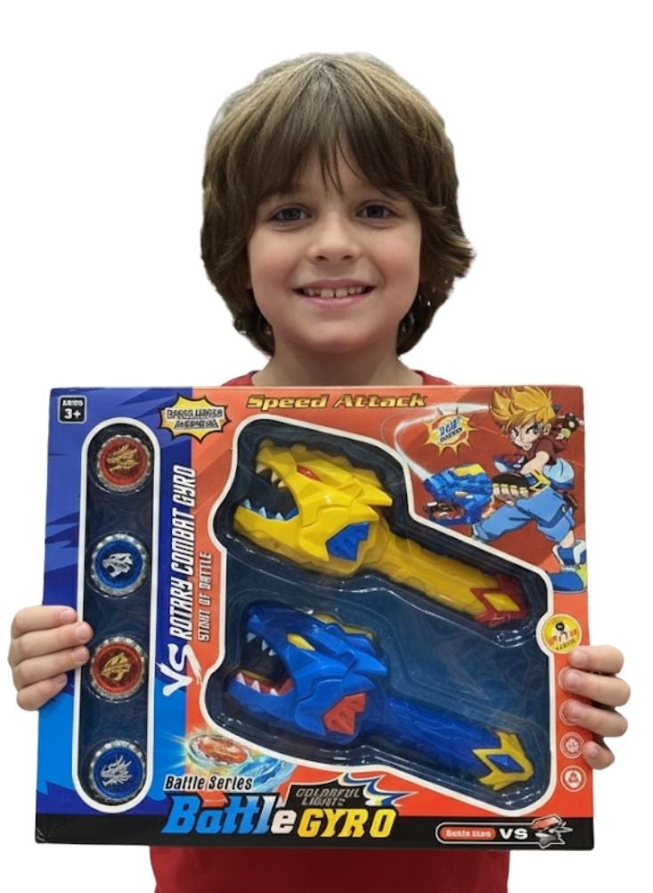 Premium Battle Gyro Speed Attack Combat Toy Set – Dual Launcher Spinning Tops with Lights, Action Battle Toy for Kids - Image 2