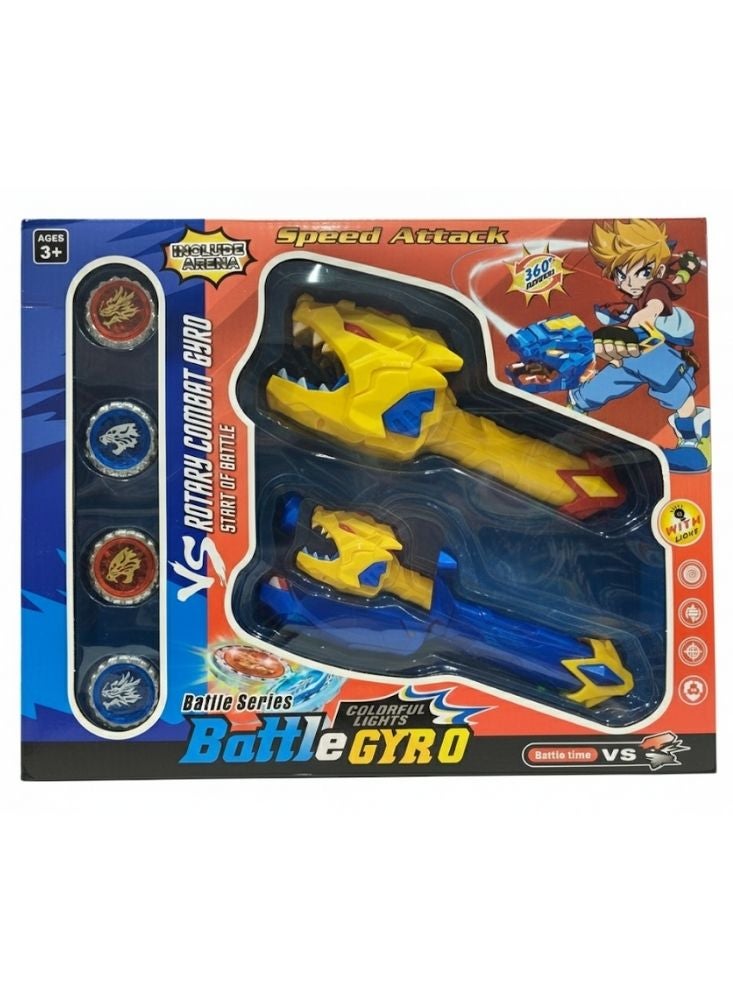 Premium Battle Gyro Speed Attack Combat Toy Set – Dual Launcher Spinning Tops with Lights, Action Battle Toy for Kids - Image 1