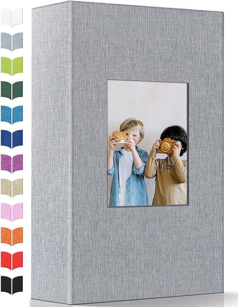 Artfeel Photo Album 4x6 with 300 PocketsSlipin Picture AlbumsLinen Cover Memory Book with Front WindowWhite Page Vertical Photo Book for WeddingFamilyAnniversareBabyVacation - Image 1