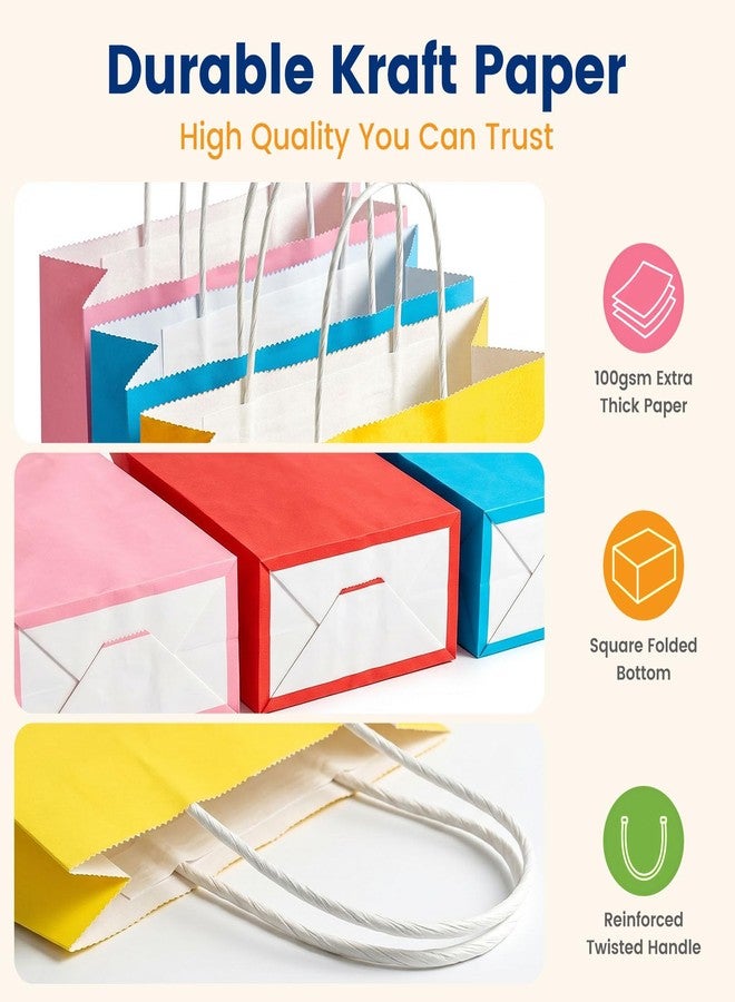 LovesTown 18pcs Small Gift Bags with Handles, 5.9x3.1x8.3 Inch Goodie Bags 6 Colors for Birthdays, Weddings, Classrooms Party Favors - Image 3