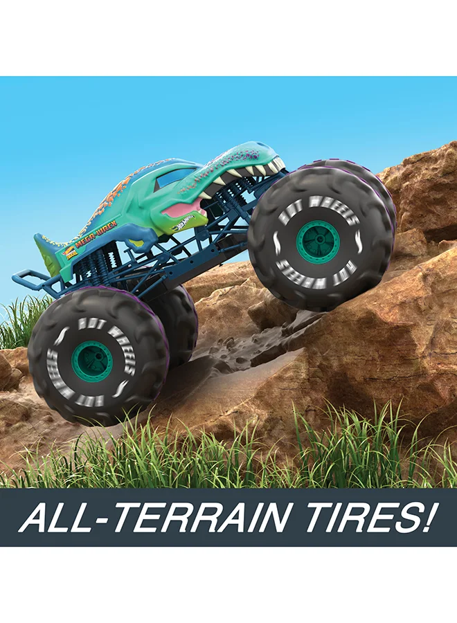 Hot Wheels ​® RC Monster Trucks Mega-Wrex™ in 1:6th Scale, Extra Large Remote-Control Toy Truck, More Than 2ft Long