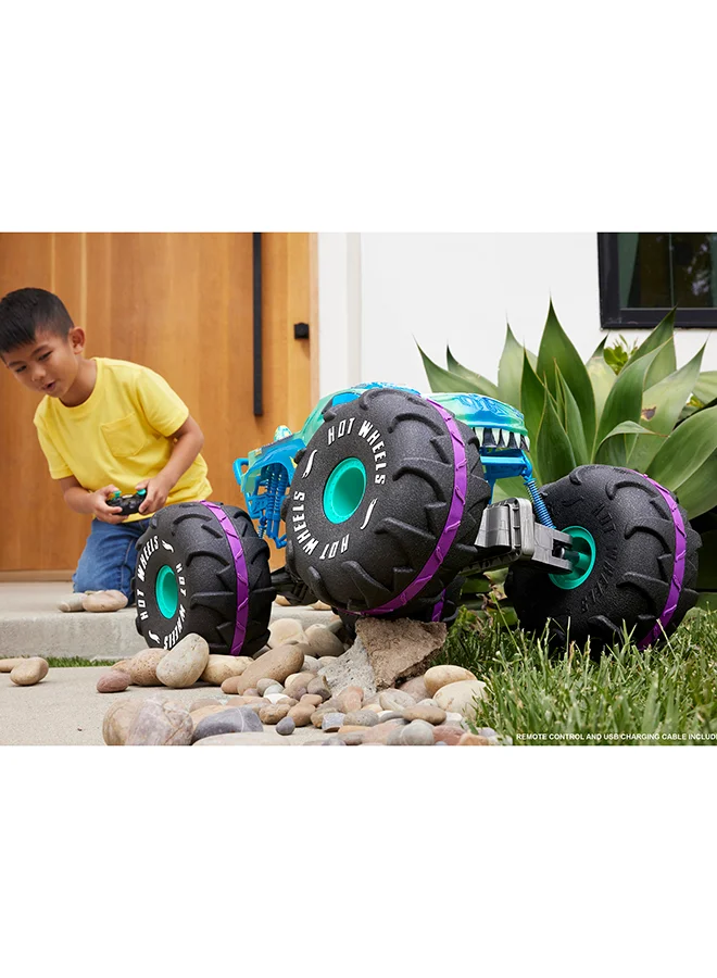 Hot Wheels ​® RC Monster Trucks Mega-Wrex™ in 1:6th Scale, Extra Large Remote-Control Toy Truck, More Than 2ft Long