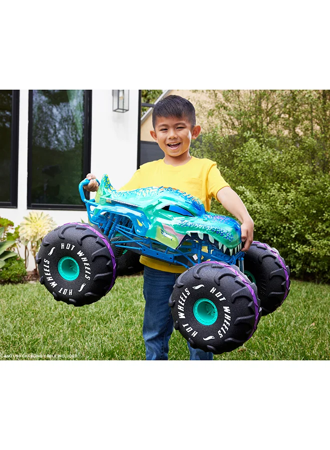 Hot Wheels ​® RC Monster Trucks Mega-Wrex™ in 1:6th Scale, Extra Large Remote-Control Toy Truck, More Than 2ft Long