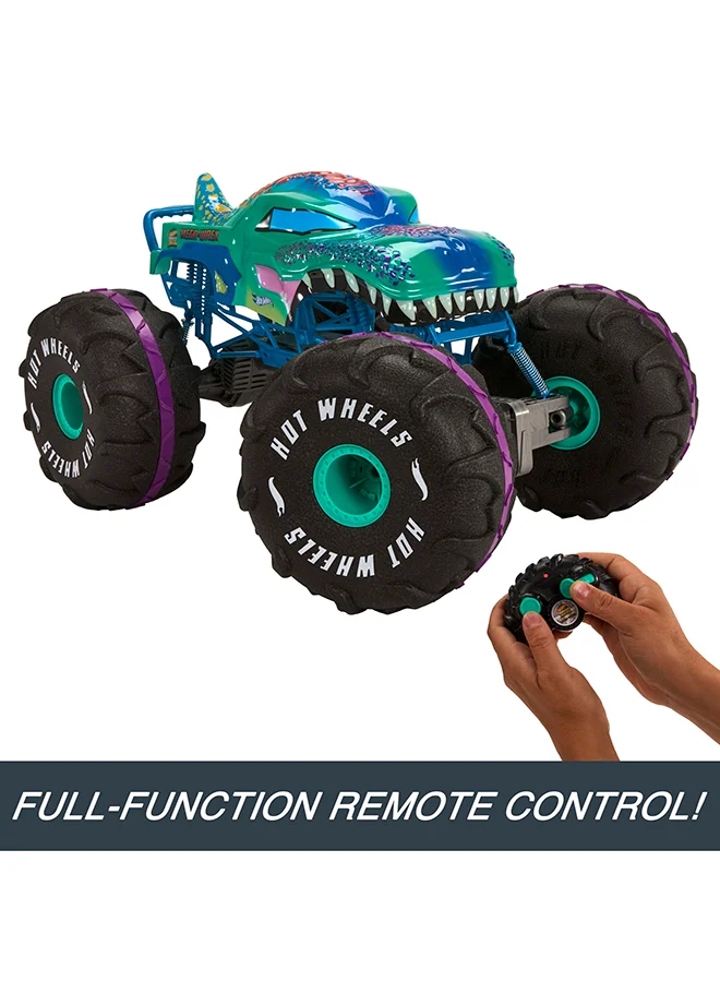 Hot Wheels ​® RC Monster Trucks Mega-Wrex™ in 1:6th Scale, Extra Large Remote-Control Toy Truck, More Than 2ft Long