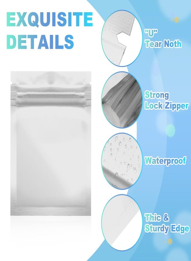 PATIKIL Resealable Packaging Bags for Small Business, 100 Pcs 3x4 Inch Matte Smell Proof Bags Aluminum Sealable Foil Flat Zipper Lock Pouch for Food Storage, White - Image 3