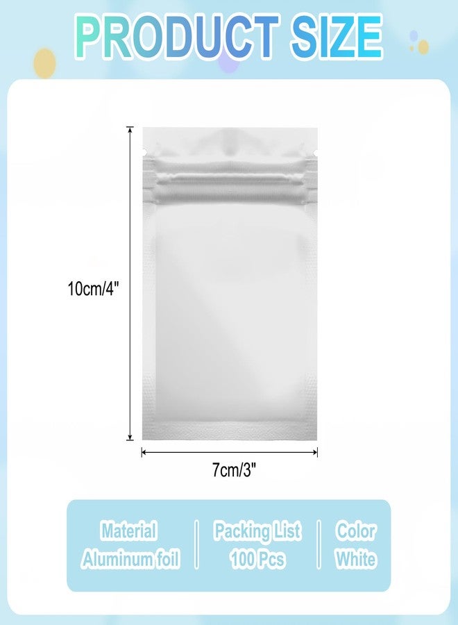 PATIKIL Resealable Packaging Bags for Small Business, 100 Pcs 3x4 Inch Matte Smell Proof Bags Aluminum Sealable Foil Flat Zipper Lock Pouch for Food Storage, White - Image 2