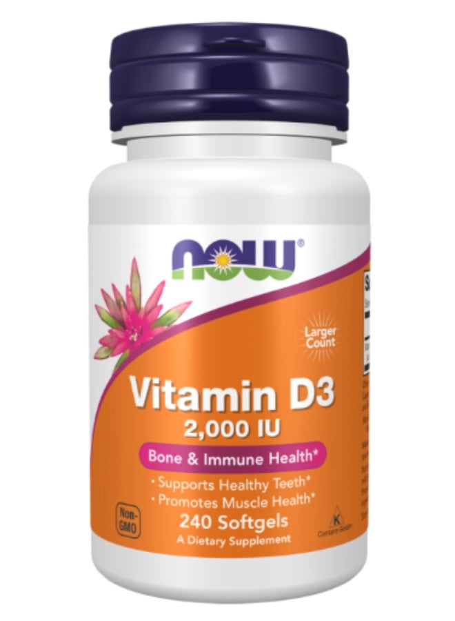 NOW Foods Vitamin D3 2000 IU - 240 Softgels