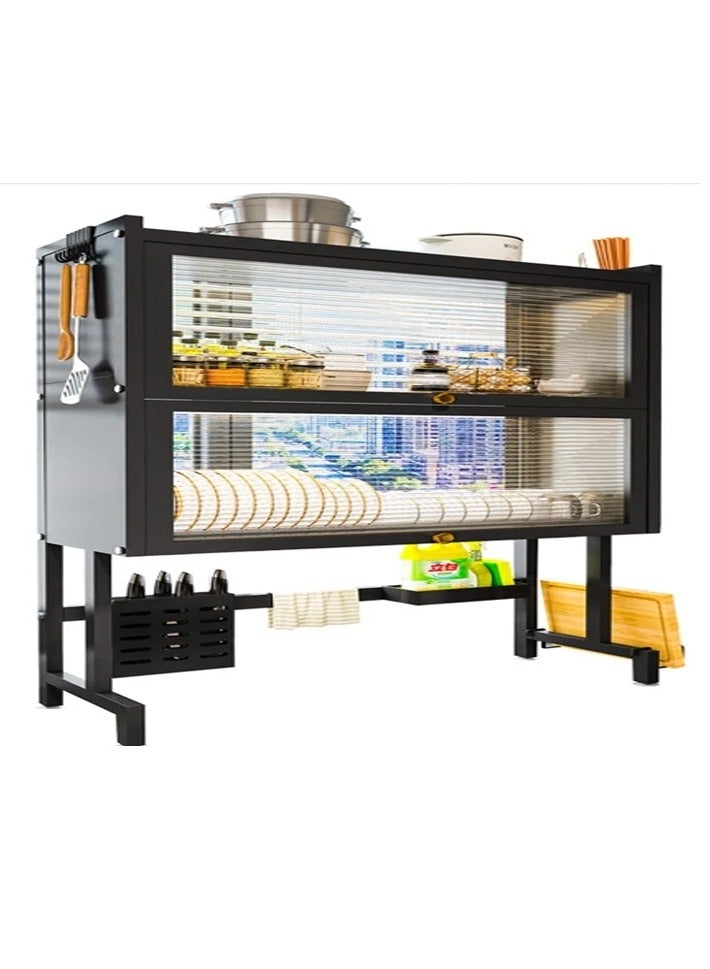 DubaiGallery رف صحون مطبخ قابل للتعديل من الفولاذ المقاوم للصدأ 3 طبقات، رف تجفيف الصحون فوق الحوض، رف صحون كبير لتوفير مساحة التخزين في المطبخ - Image 3