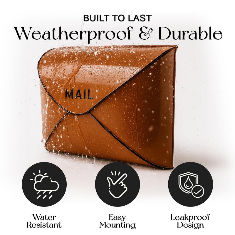 NACH Wall Mount Mailboxes, 11.5 x 9 x 4.5 inch Terracotta Wall Mailboxes for Outside, Waterproof Mailboxes for Outside - Envelope Mailbox - Image 5