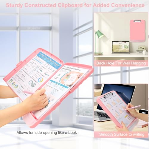 SFLHHDM Clipboard with Pen Holder, Legal Size Nursing Clipboards with Storage, Plastic Clip Boards for Writing, Lightweight Cute Clipboard Storage with Low Profile Clip for Work, Office - Image 5