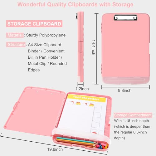 SFLHHDM Clipboard with Pen Holder, Legal Size Nursing Clipboards with Storage, Plastic Clip Boards for Writing, Lightweight Cute Clipboard Storage with Low Profile Clip for Work, Office - Image 3